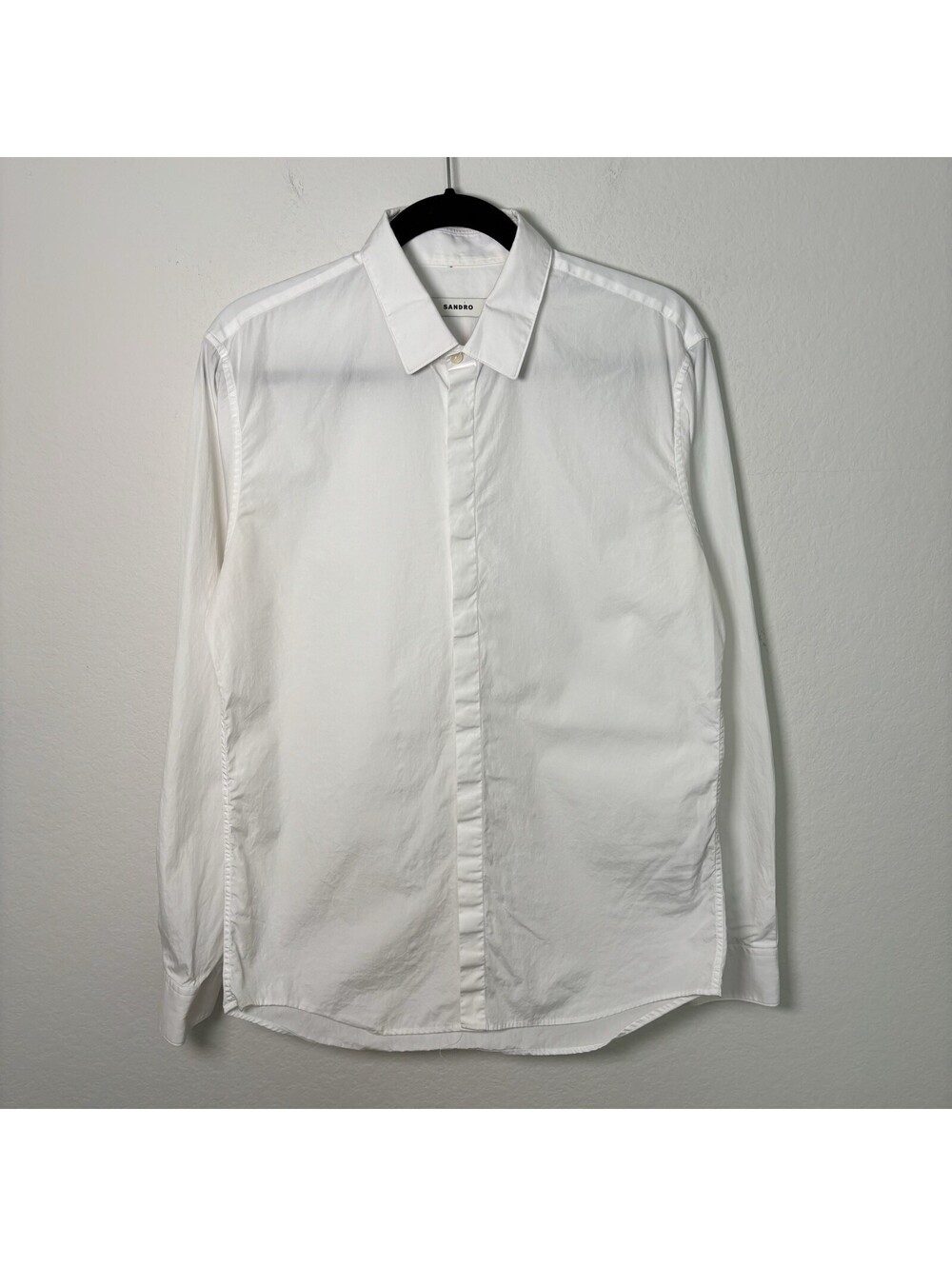 Sandro Paris Women's White 100% Cotton Long Sleeve Shirt Size M Workwear Preppy